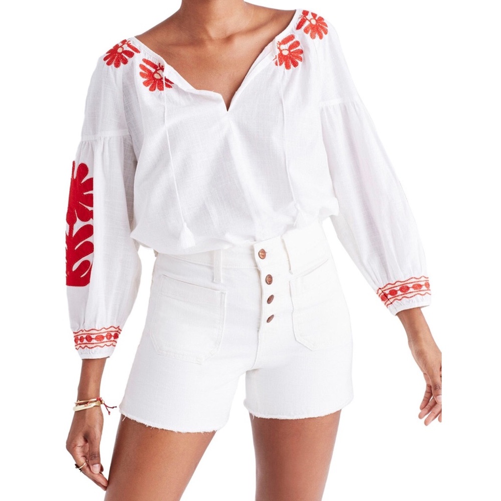 Madewell High Rise Denim Shorts Tile White NWT